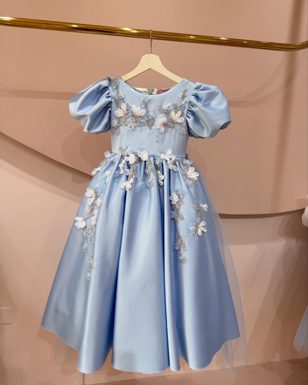 Luxury Floral Puff Sleeve Couture Dress