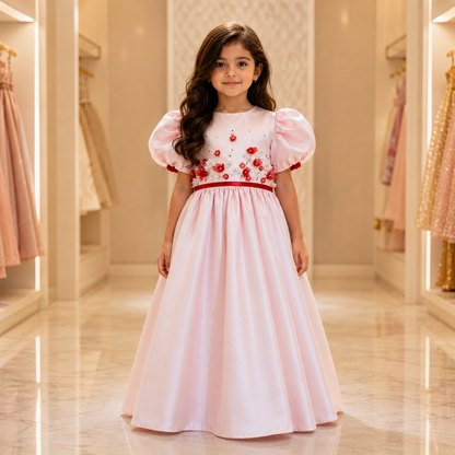 Poppy Garden Puff Sleeve Maxi Dress