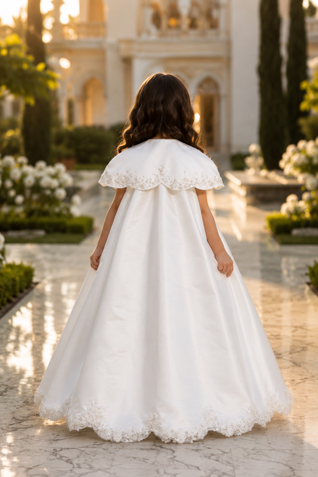 Premium Girls Formal Dress with Cape Design