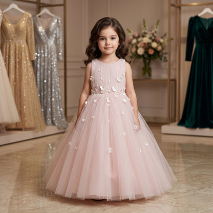 Petal Scatter Tulle Midi Dress
