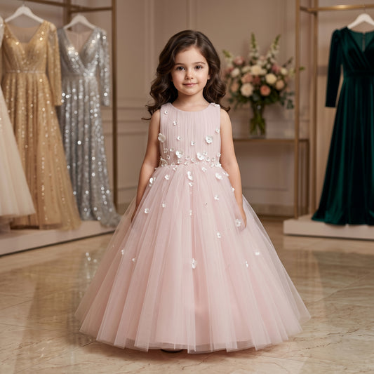 Petal Scatter Tulle Midi Dress