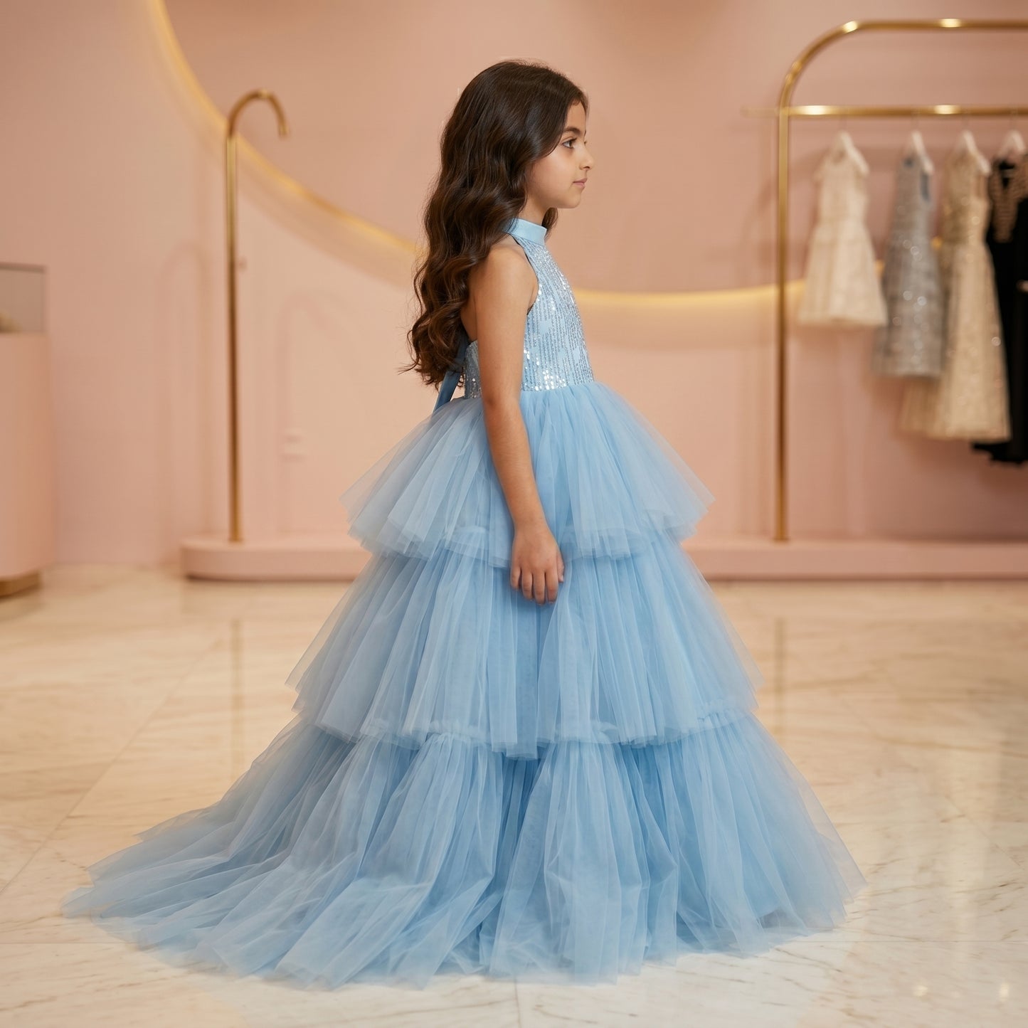 Sparkle Halter Neck Tulle Ball Gown