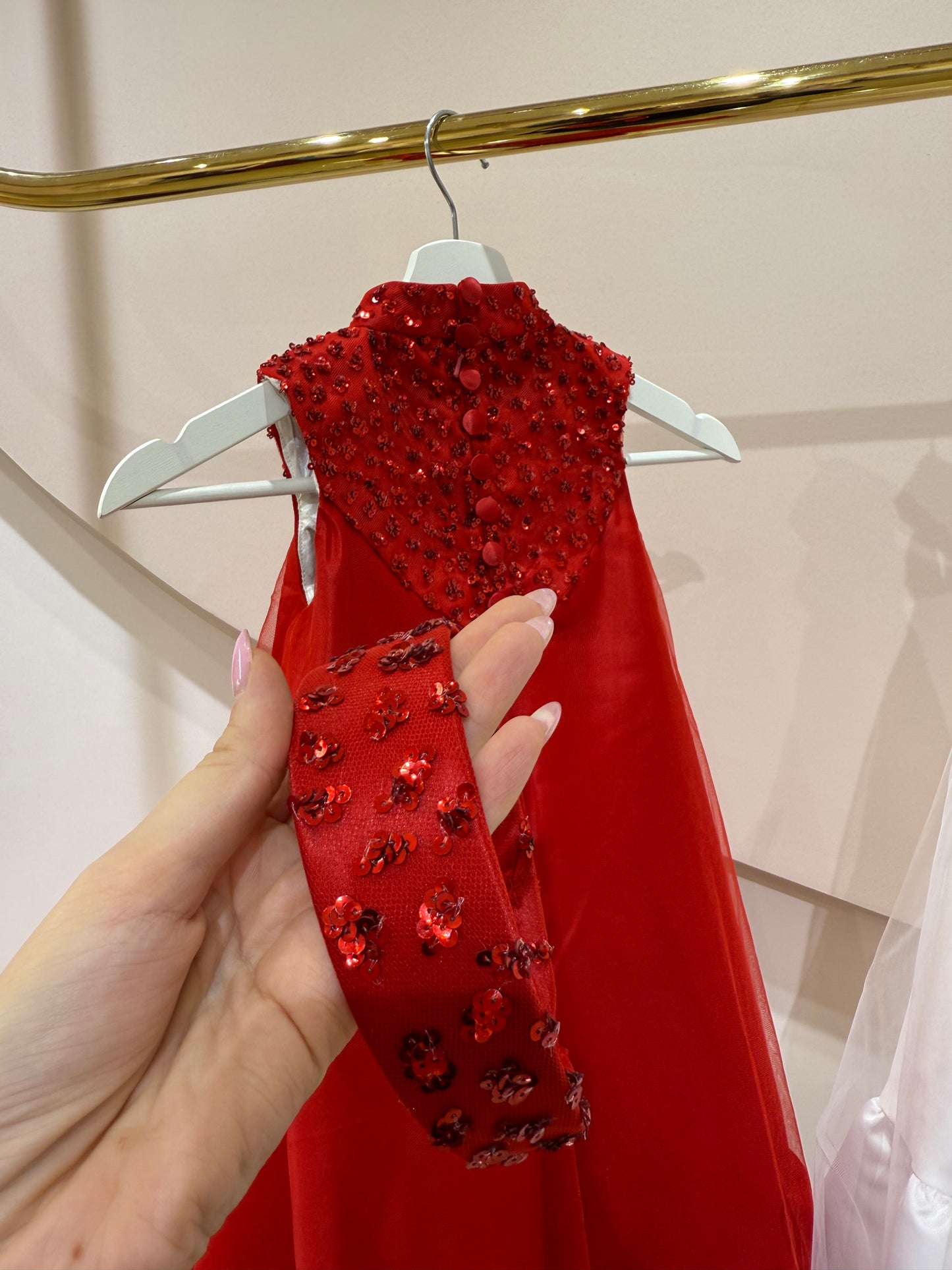 Sequin Halter Tiered Midi Dress