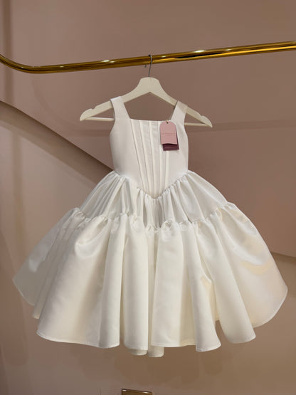 White Satin Corset Puff Ball