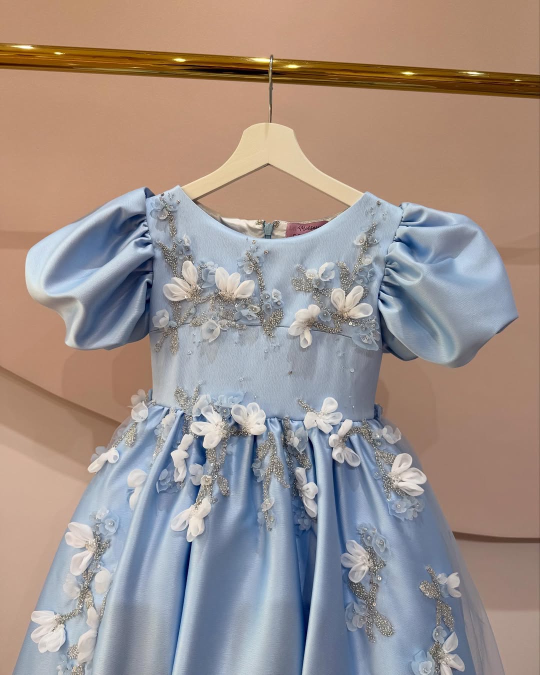 Luxury Floral Puff Sleeve Couture Dress
