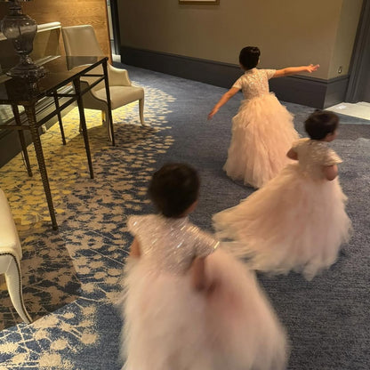 Elegant Pink Princess Dress with Soft Tulle