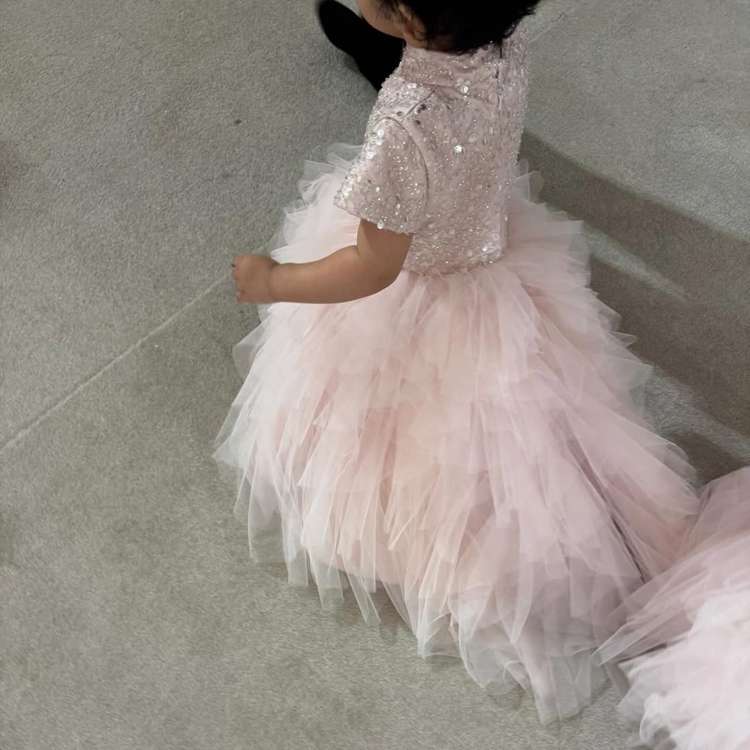 Elegant Pink Princess Dress with Soft Tulle