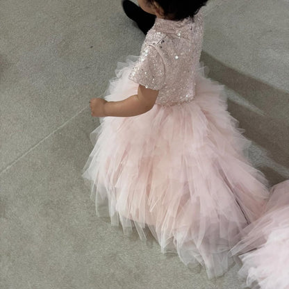 Elegant Pink Princess Dress with Soft Tulle
