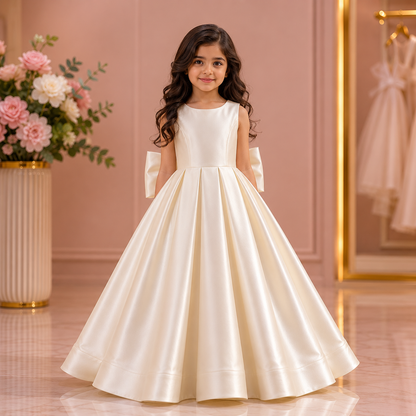 Classic Bow Back Satin Maxi Dress