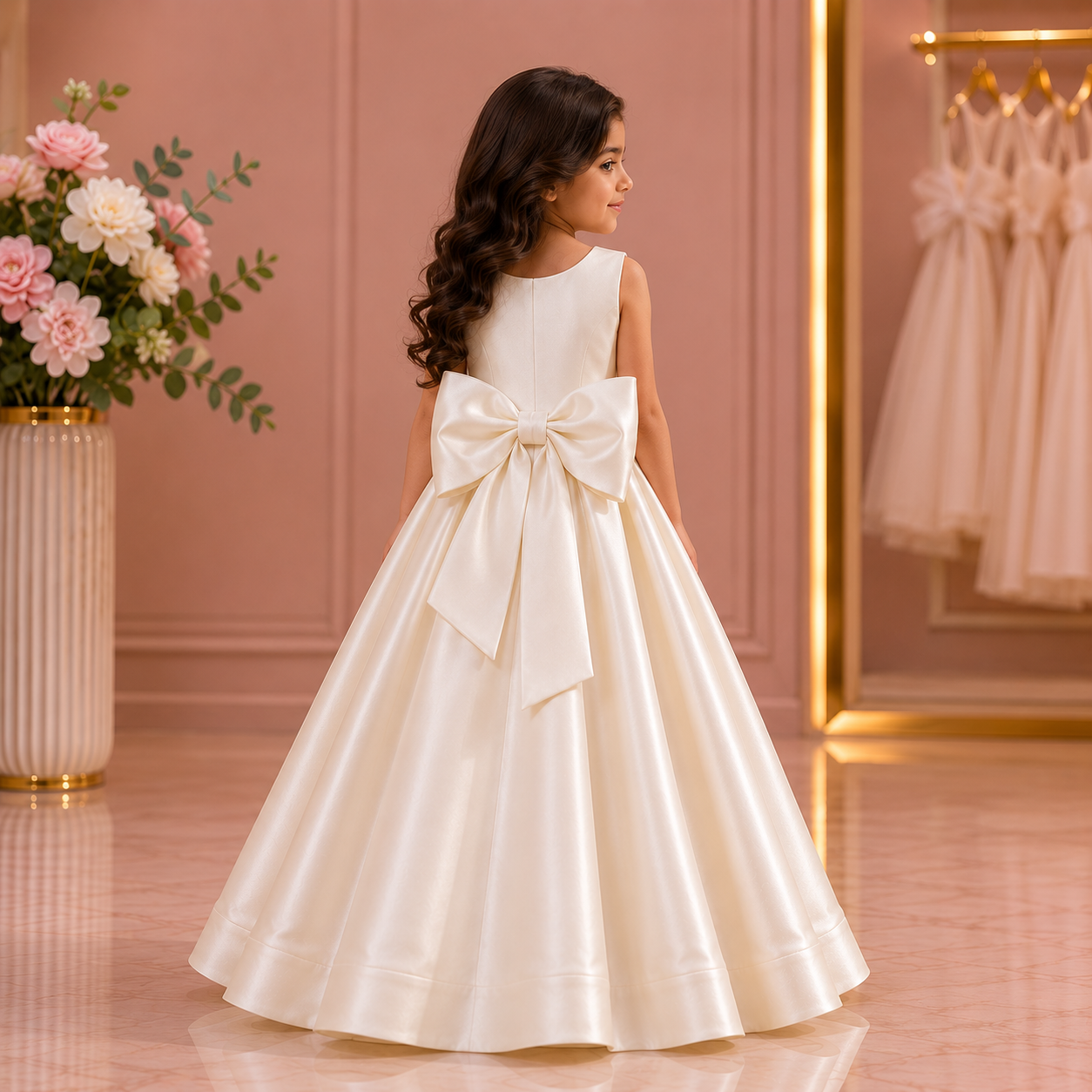 Classic Bow Back Satin Maxi Dress