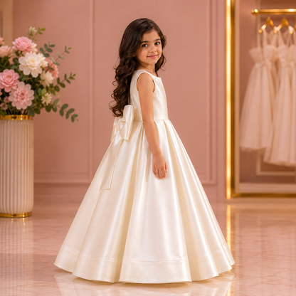 Classic Bow Back Satin Maxi Dress